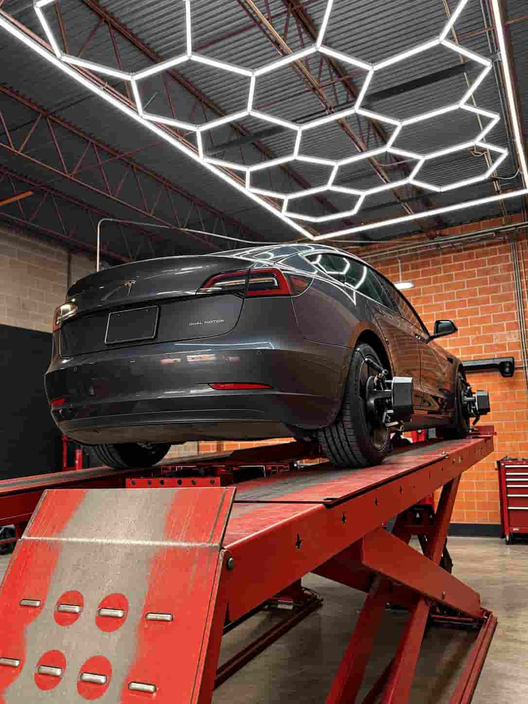 Tesla wheel alignment service at Zero Pull Alignment in Houston